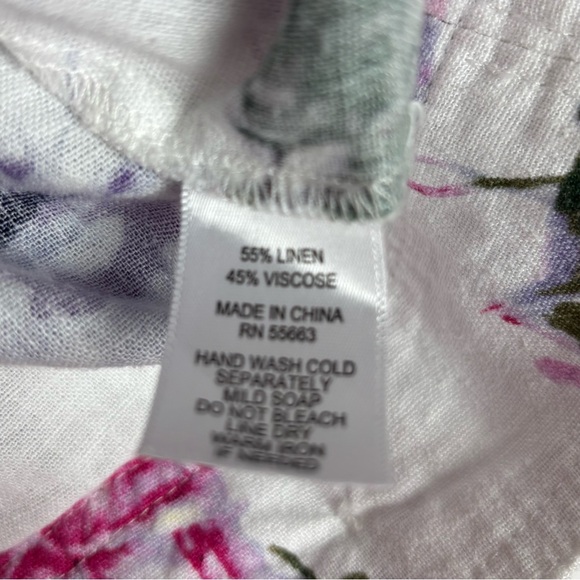 JNY Jones New York Jacket Women’s Large Floral Linen Blend White Cottagecore - Picture 4 of 5